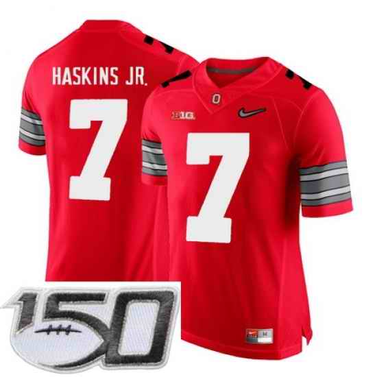 Ohio State Buckeyes 7 Dwayne Haskins Red With Diamond Logo College Football Stitched 150th Anniversary Patch Jersey